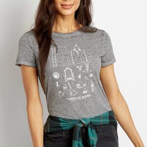 Maurices Elf Movie Christmas Graphic Tee Dark Gray Short Sleeve Small Women’s